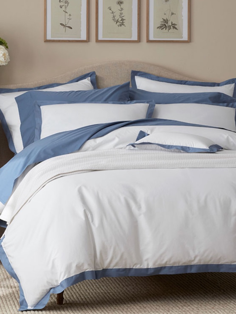 The Company Store Euro Sham 26x26 Slate Blue White 100% Cotton Luxury Bedding NW
